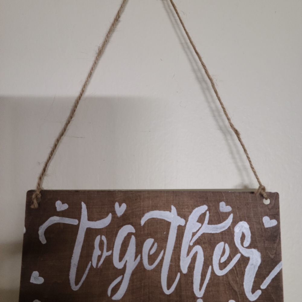 Charming Together Wall Sign in Brown and White